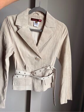 Skotts Ivory/Cream Suede Jacket with belt